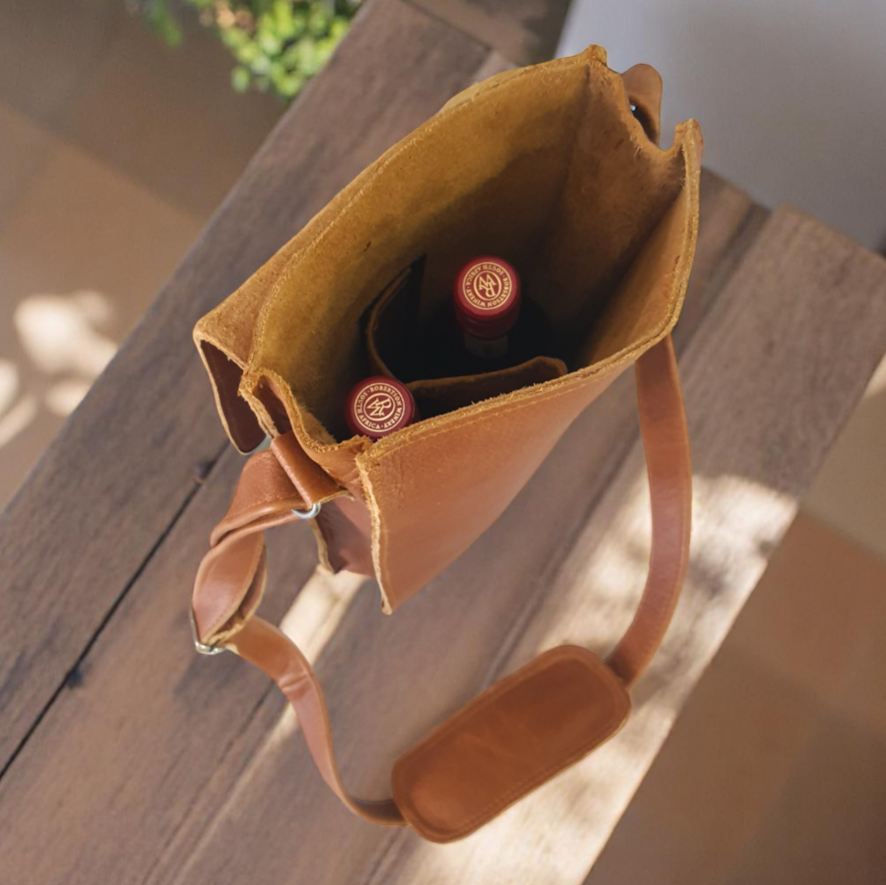 Leather 2 Bottle Sling Carrier Bag | MIRELLE ZA Food & Beverage Carriers Mirelle Leather and Lifestyle