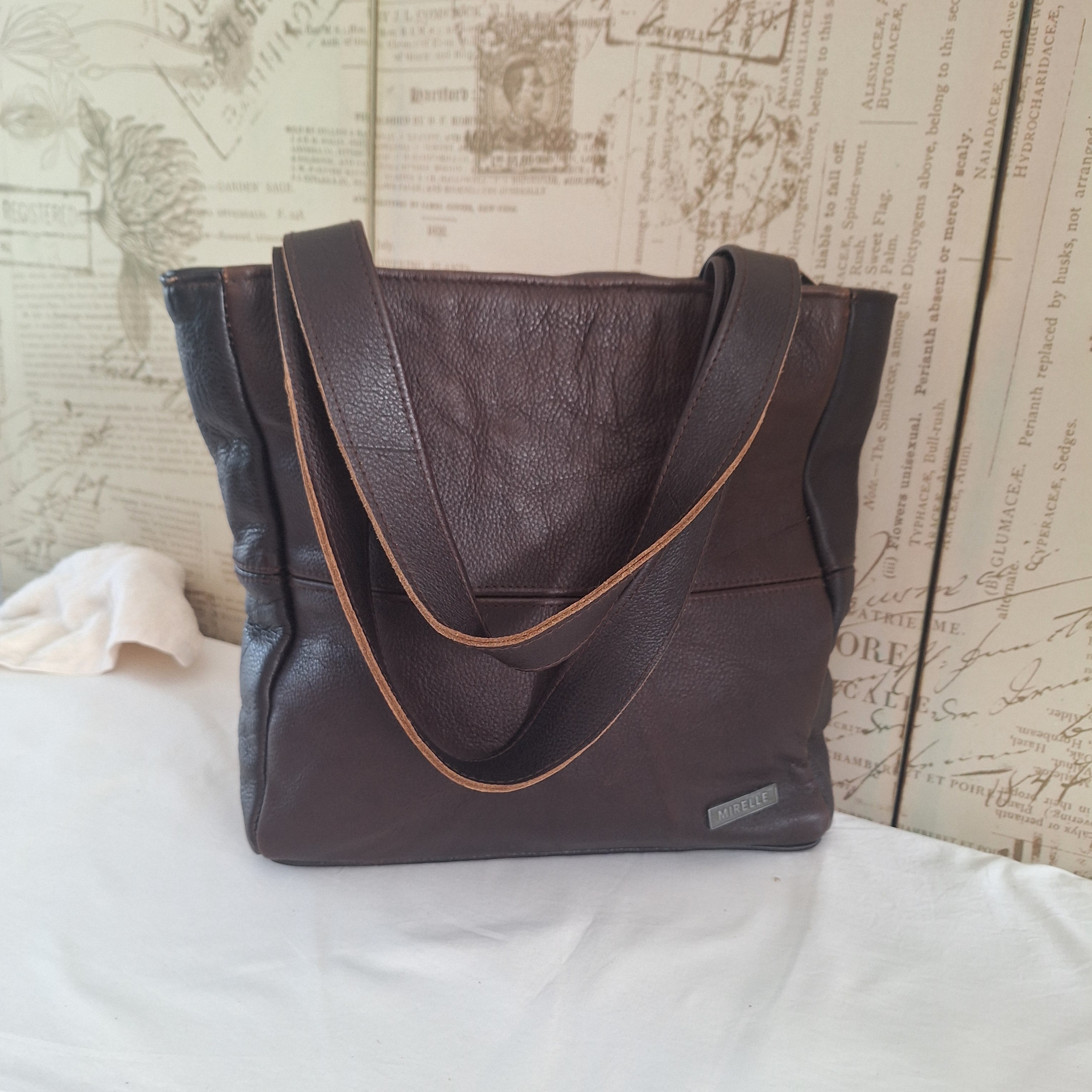 Mirelle Shopper Shoulder Handbag With Outside Zipped Pocket | Genuine Leather - Brown | Stock Room Sale MIRELLE