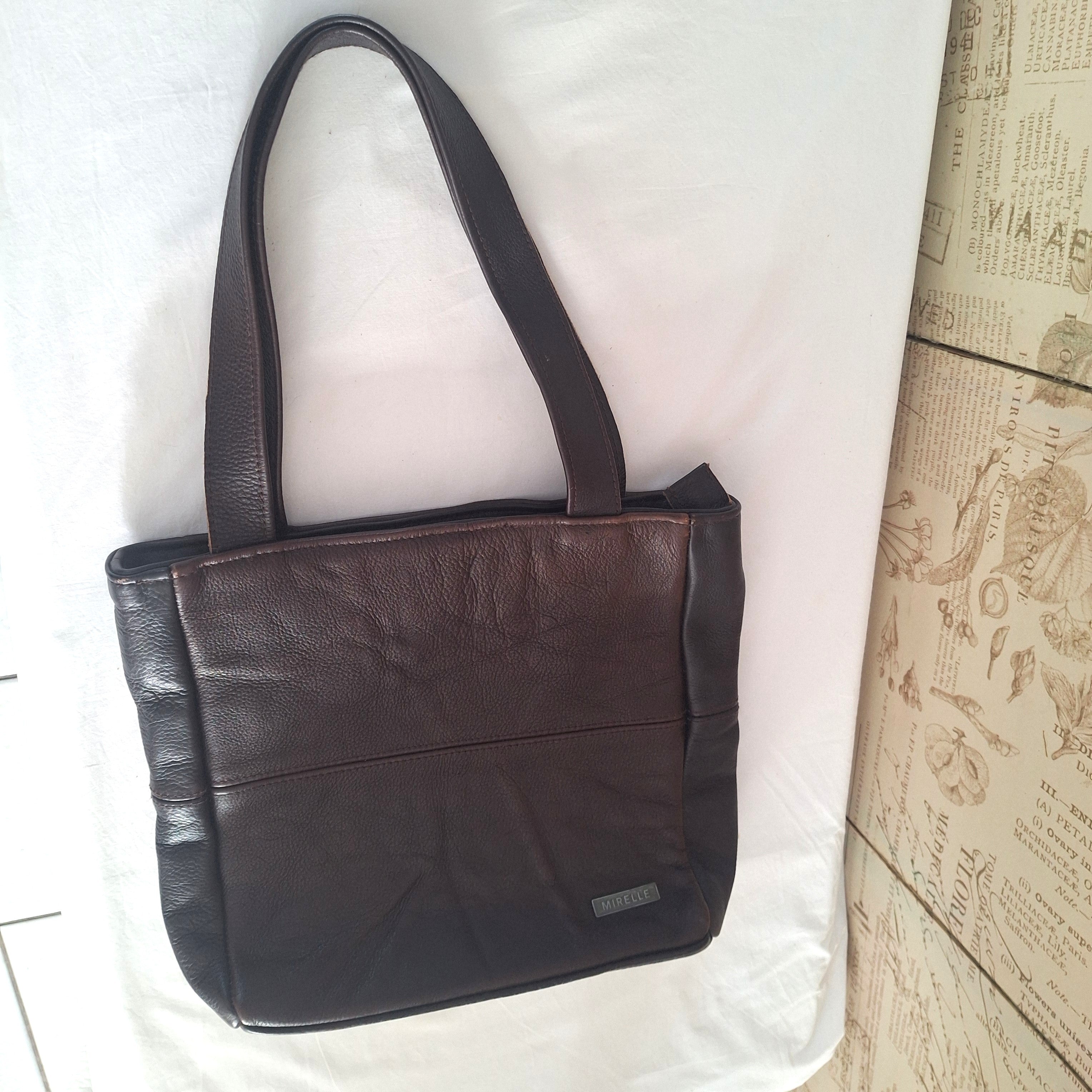 Mirelle Shopper Shoulder Handbag With Outside Zipped Pocket | Genuine Leather - Brown | Stock Room Sale MIRELLE