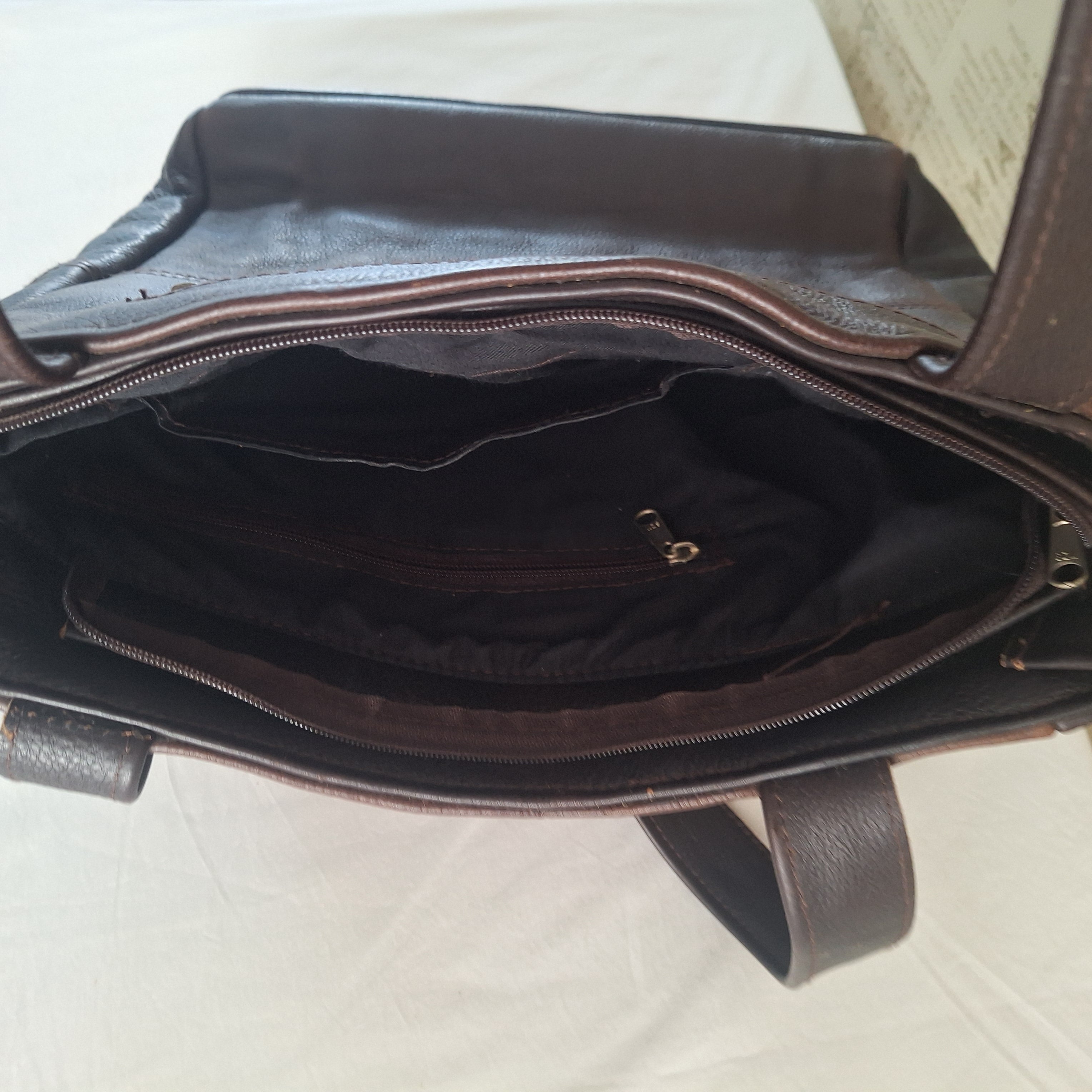 Mirelle Shopper Shoulder Handbag With Outside Zipped Pocket | Genuine Leather - Brown | Stock Room Sale MIRELLE