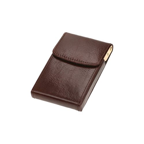 Genuine Leather Flip-Up Business Card Holder - Brown | MIRELLE