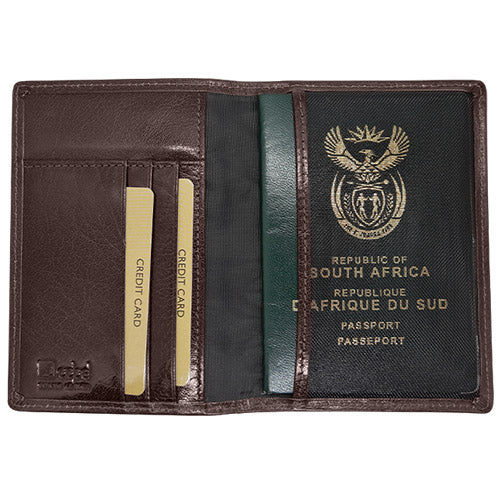 Genuine Leather Passport Holder with Card Slots - Brown | MIRELLE MIRELLE