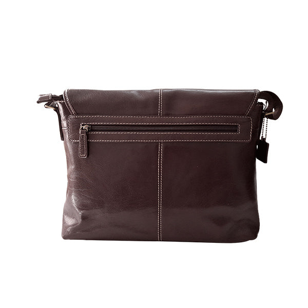 Trendy Messenger Laptop Bag - Genuine Leather - Brown MIRELLE