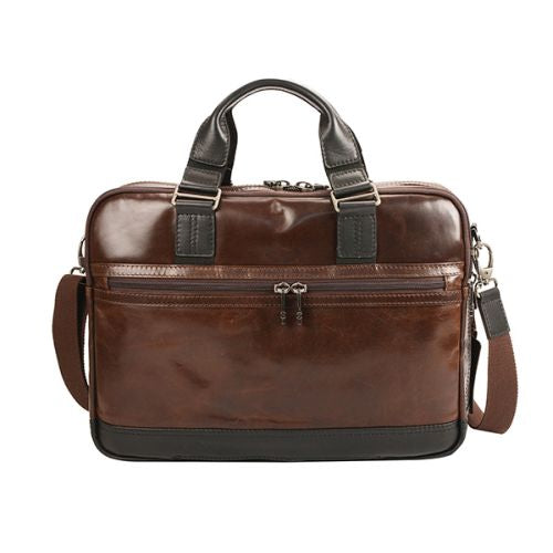 Leather Computer Laptop Bag - Oslo - Brown | MIRELLE