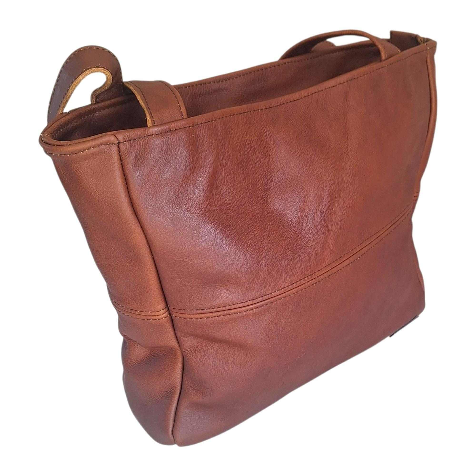 Leather Shopper Handbag With Outside Zipped Pocket | MIRELLE MIRELLE