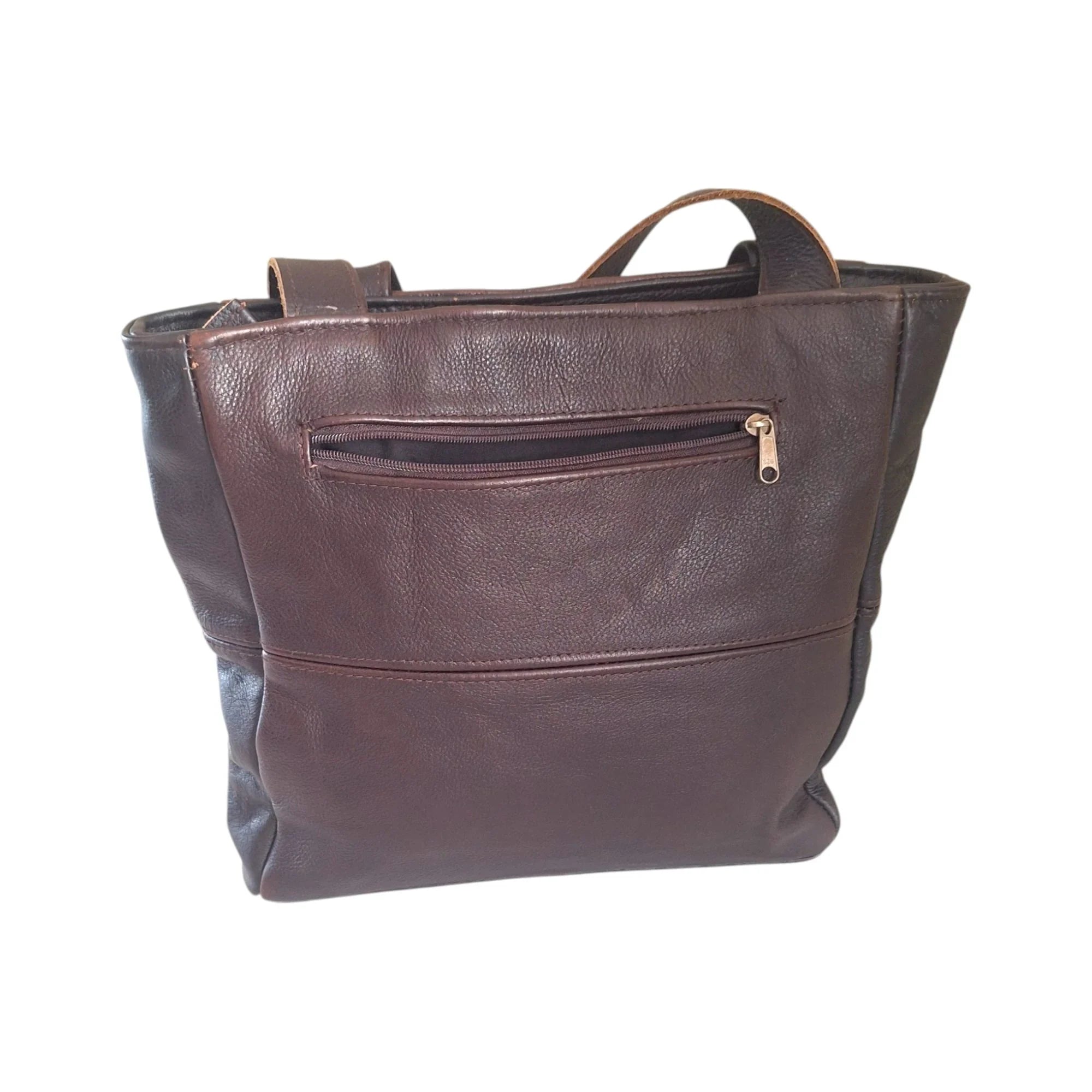 Mirelle Shopper Shoulder Handbag With Outside Zipped Pocket | Genuine Leather - Brown | Stock Room Sale MIRELLE