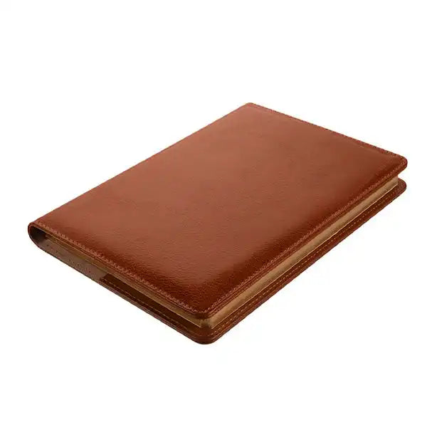 A5 Leather Slip on Notebook Cover with Notebook - Brown MIRELLE