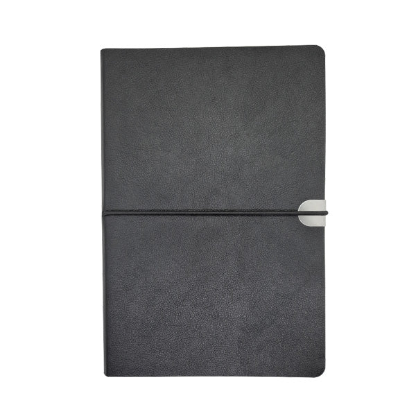 A5 Vegan Leather Notebook with Elastic - Black | Mirelle