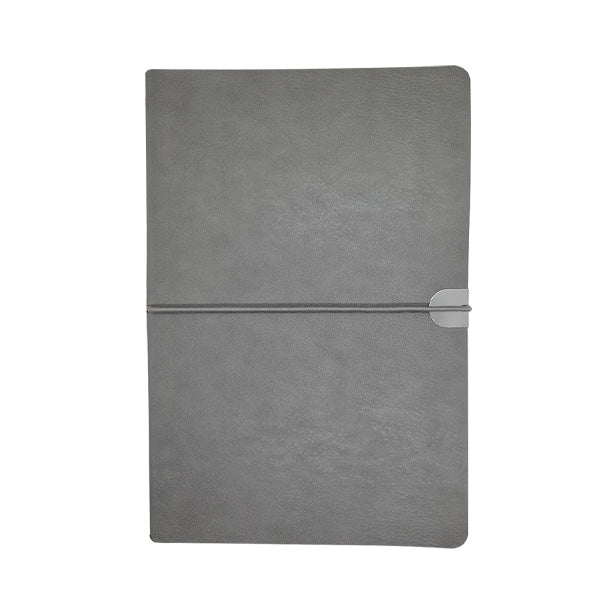 A5 Vegan Leather Flexi Notebook with Elastic - Grey | MIRELLE