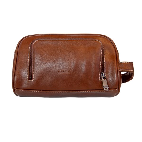 Vegan Leather Wetpack Toiletry Bag - Brown | MIRELLE