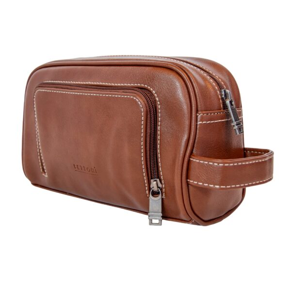 Vegan Leather Wetpack Toiletry Bag - Brown | MIRELLE