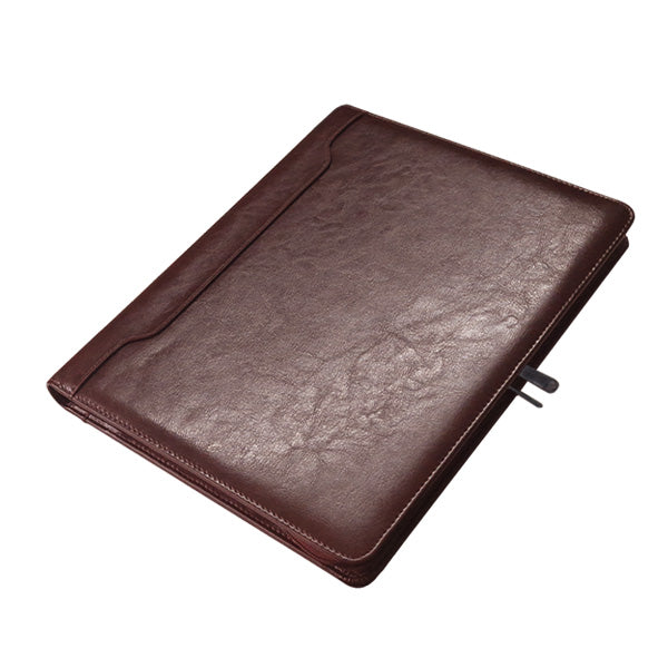 A4 Genuine Leather Executive Zipped Folder with Notepad and Multiple Interior Pockets - Brown | MIRELLE ZA Folder Mirelle Leather and Lifestyle