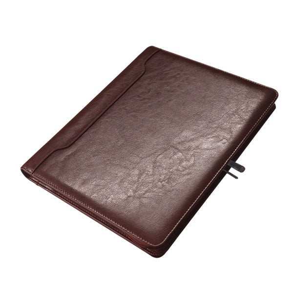 A4 Genuine Leather Executive Zipped Folder with Notepad and Multiple Interior Pockets - Brown | MIRELLE ZA Folder Mirelle Leather and Lifestyle