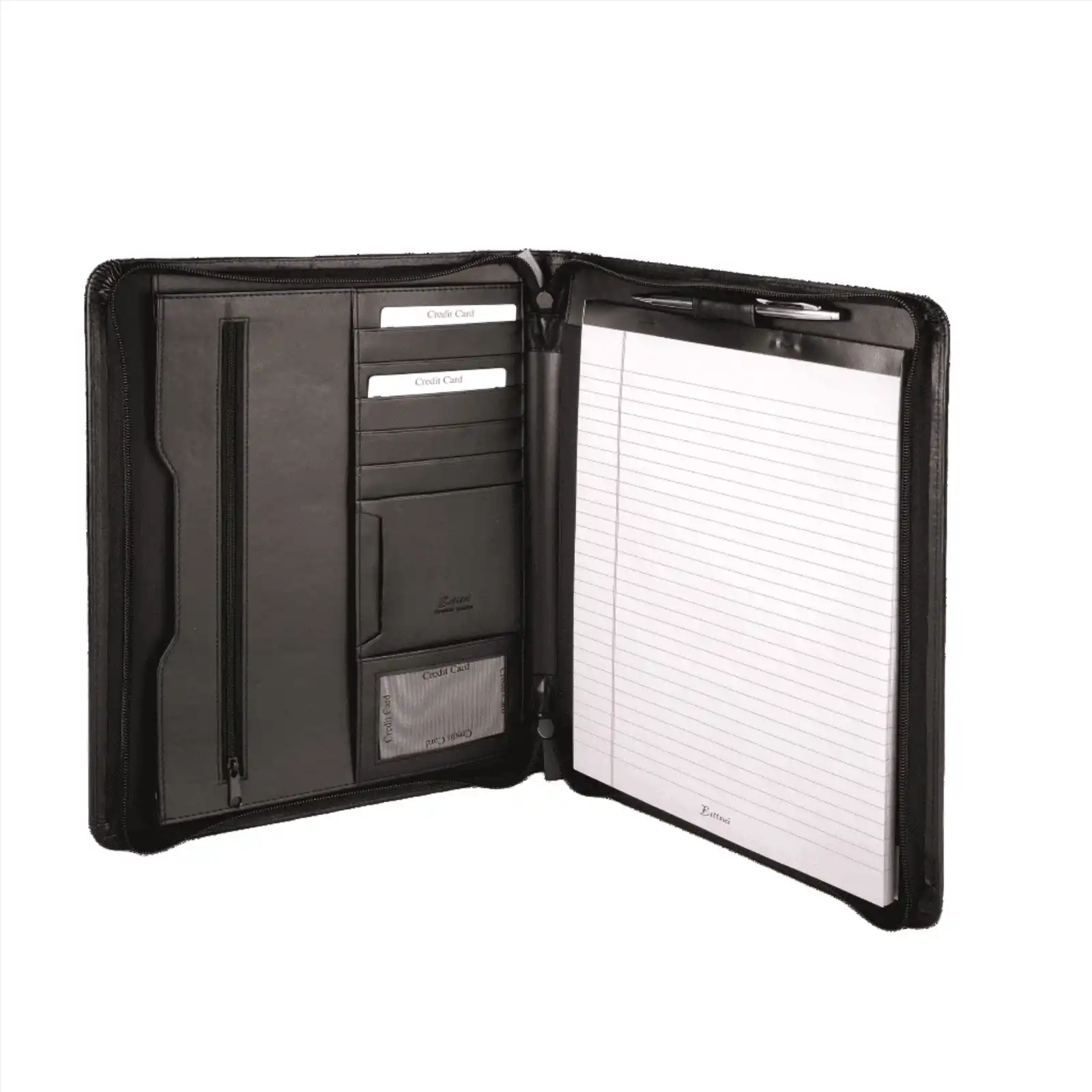 A4 Genuine Leather Executive Zipped Folio Folder with Zipped Inside Pocket - Black | MIRELLE ZA Folder Mirelle Leather and Lifestyle
