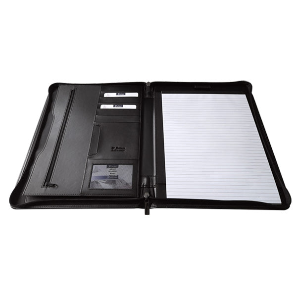 A4 Genuine Leather Executive Zipped Folio Folder with Zipped Inside Pocket - Black | MIRELLE ZA Folder Mirelle Leather and Lifestyle
