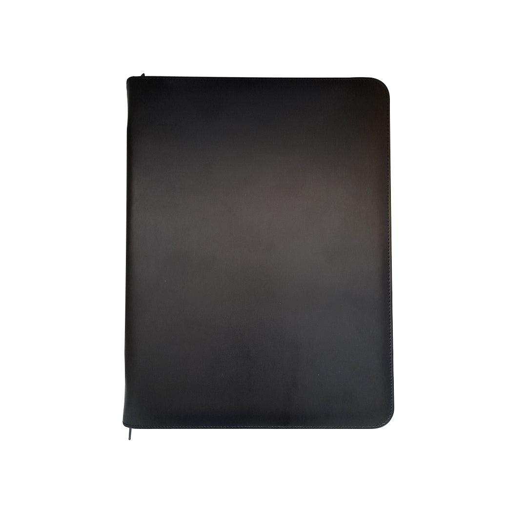 A4 Genuine Leather Zip Around Executive Folio Folder - Black - MIRELLE Leather and Lifestyle