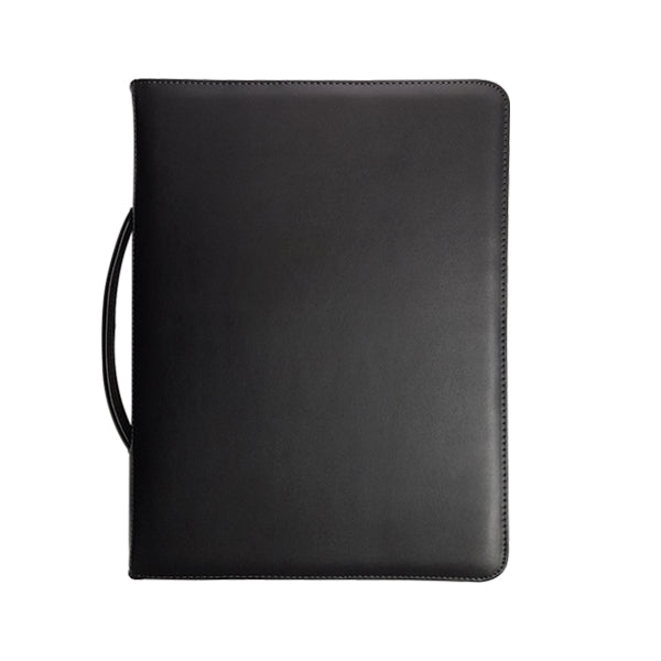 A4 Genuine Leather Zip Folder with Ring Binder and Handle - Black | MIRELLE - MIRELLE Leather and Lifestyle
