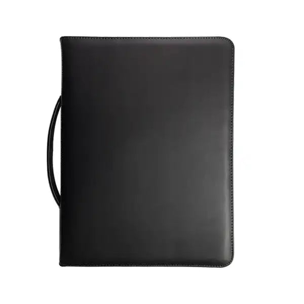 A4 Genuine Leather Zip Folder with Ring Binder and Handle - Black | MIRELLE - MIRELLE Leather and Lifestyle