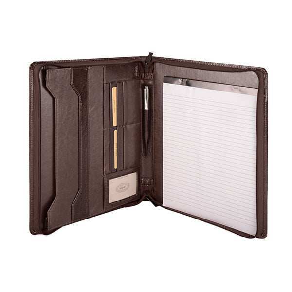 A4 Leather Executive Zipped Folder South Africa - Brown | MIRELLE