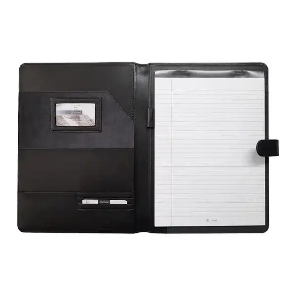 A4 Tuscan Genuine Leather Folder with Tab Closure - Black | MIRELLE - MIRELLE Leather and Lifestyle