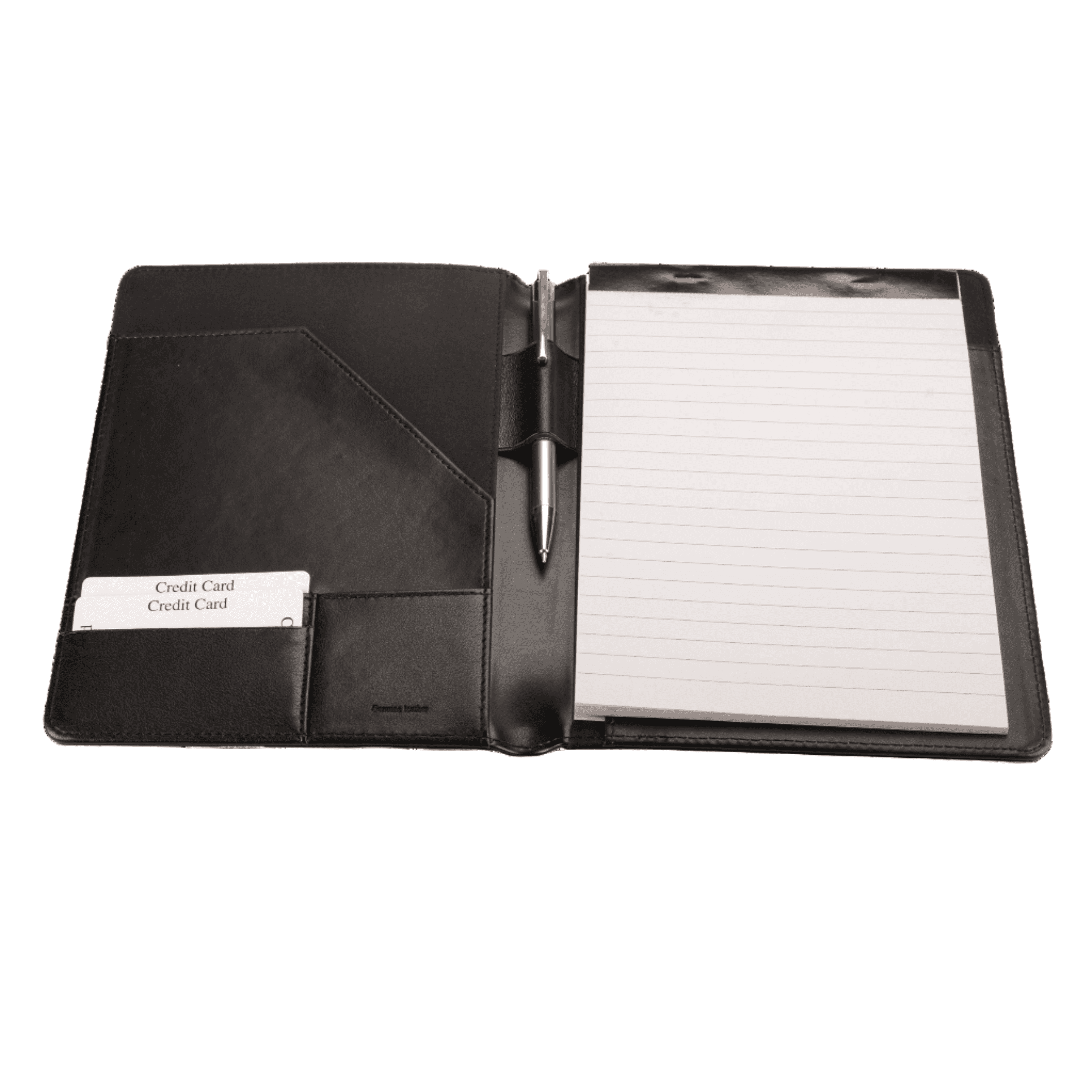 A5 Genuine Leather Folder with Notepad - Pen Loop - Pockets - Black - MIRELLE Leather and Lifestyle