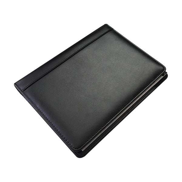 A5 Genuine Leather Folder with Notepad - Pen Loop - Pockets - Black - MIRELLE Leather and Lifestyle