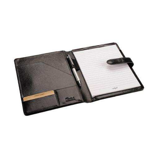 A5 Genuine Leather Folder with Tab Closure - Pen Loop - Filing Pocket - Black - MIRELLE Leather and Lifestyle