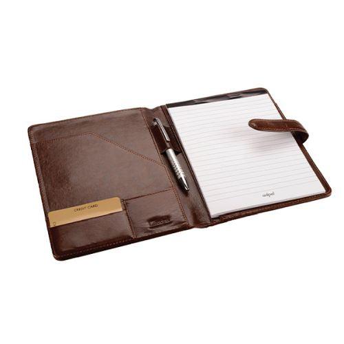 A5 Genuine Leather Folder with Tab Closure - Pen Loop - Filing Pocket - Brown ZA Folder Mirelle Leather and Lifestyle