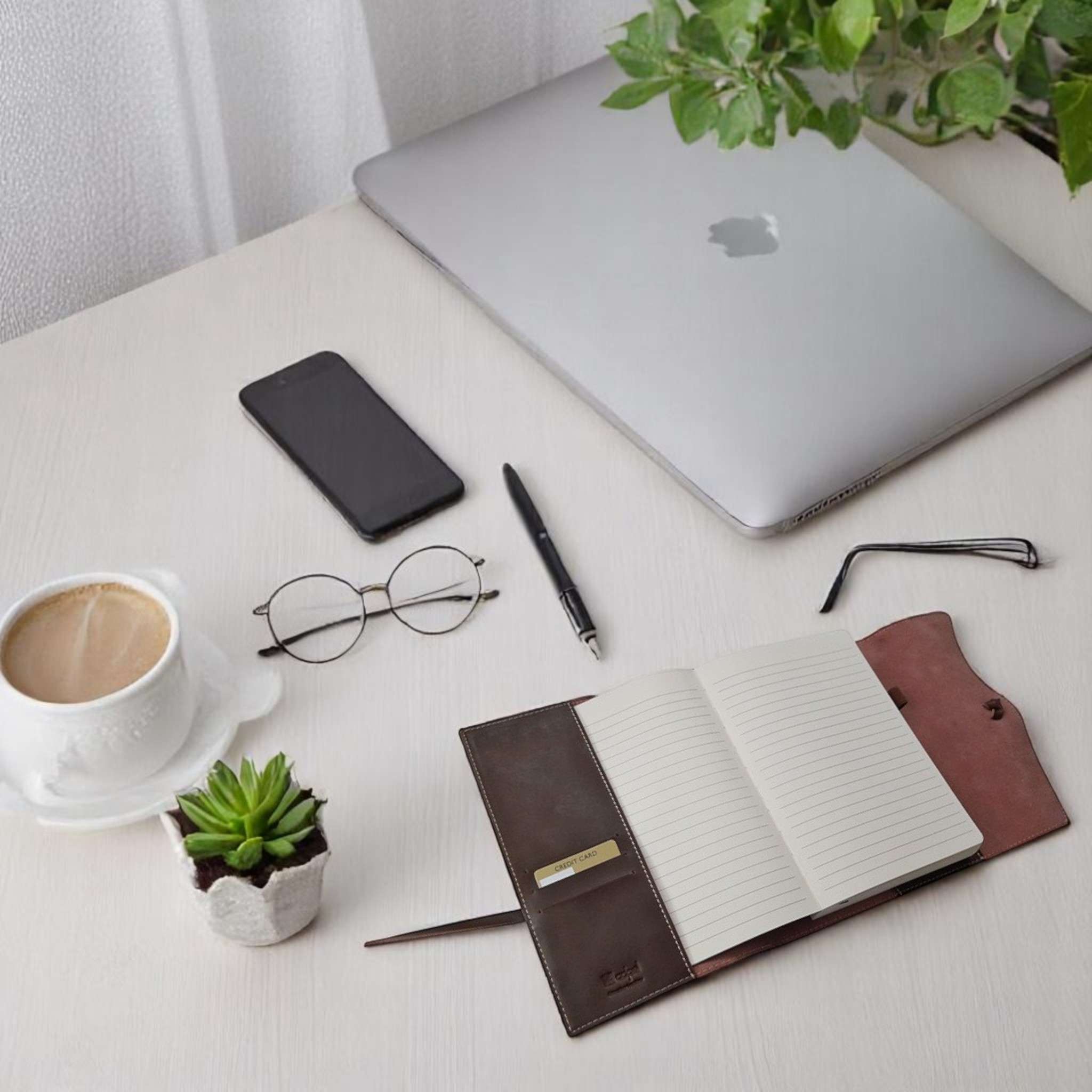 A5 Genuine Leather Trifold Slip On Notebook Cover and Notebook - Brown | MIRELLE Mirelle Leather and Lifestyle