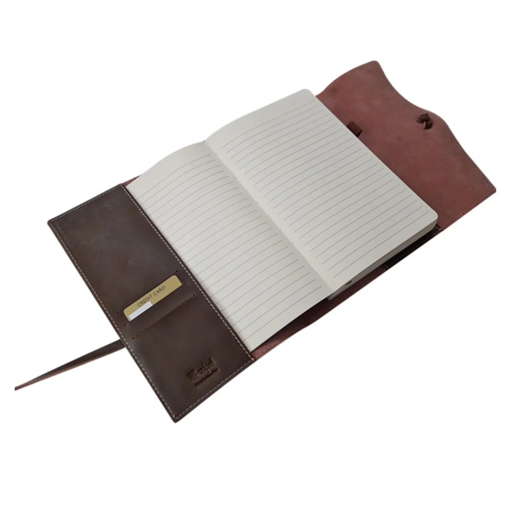 A5 Genuine Leather Trifold Slip On Notebook Cover and Notebook ZA Folder Mirelle Leather and Lifestyle
