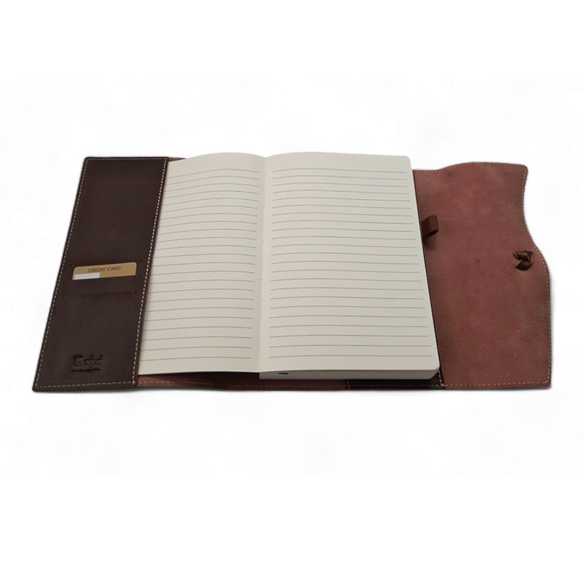 A5 Genuine Leather Trifold Slip On Notebook Cover and Notebook ZA Folder Mirelle Leather and Lifestyle