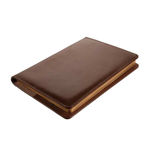 A5 Leather Slip on Notebook Cover with Notebook - Brown - MIRELLE Leather and Lifestyle