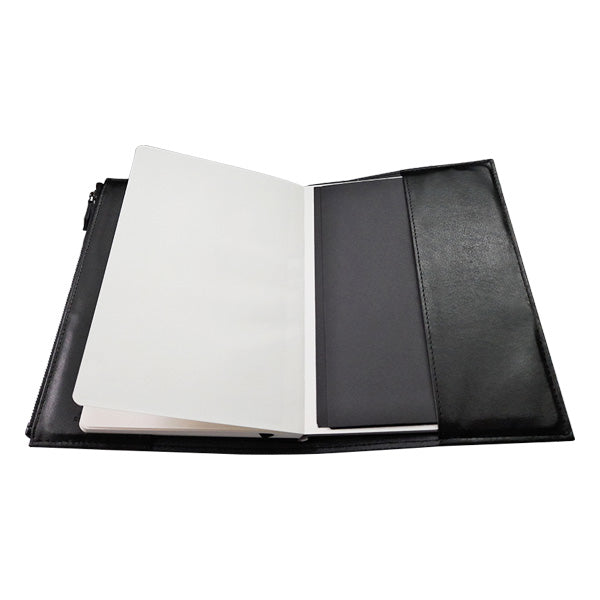 A5 Notebook Leather Slip On Cover - with Notebook - Black ZA A5 Notebook Cover Mirelle Leather and Lifestyle