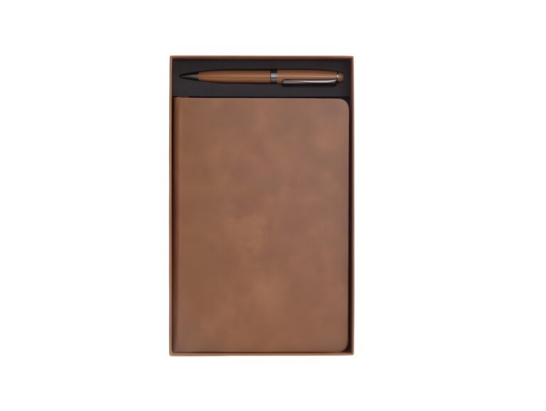 A5 Vegan Leather Espresso Notebook & Metal Ballpen Set | MIRELLE