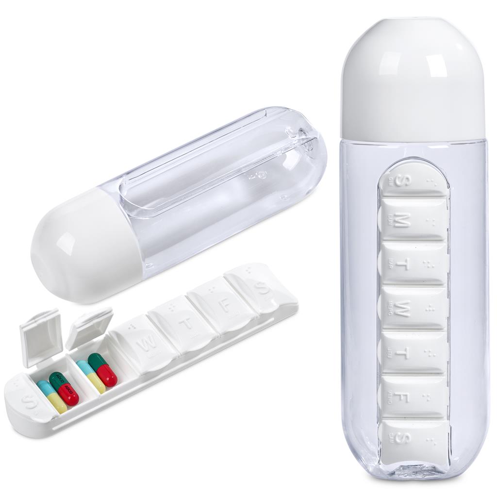 Altitude Vita-Stream Pill Box Plastic Water Bottle - 600ml Mirelle Leather and Lifestyle