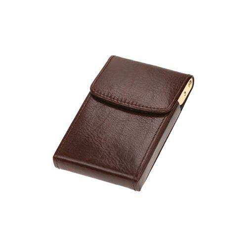 Flip-Up Business Card Holder - Genuine Leather - Brown - MIRELLE Leather and Lifestyle