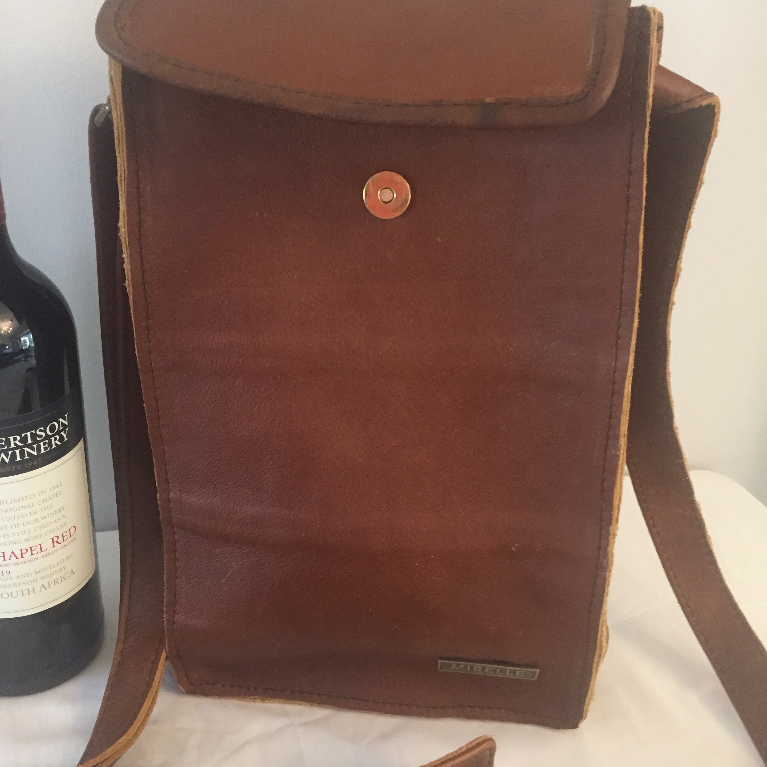 Genuine Leather 2 Bottle Sling Carrier Bag | MIRELLE - MIRELLE Leather and Lifestyle