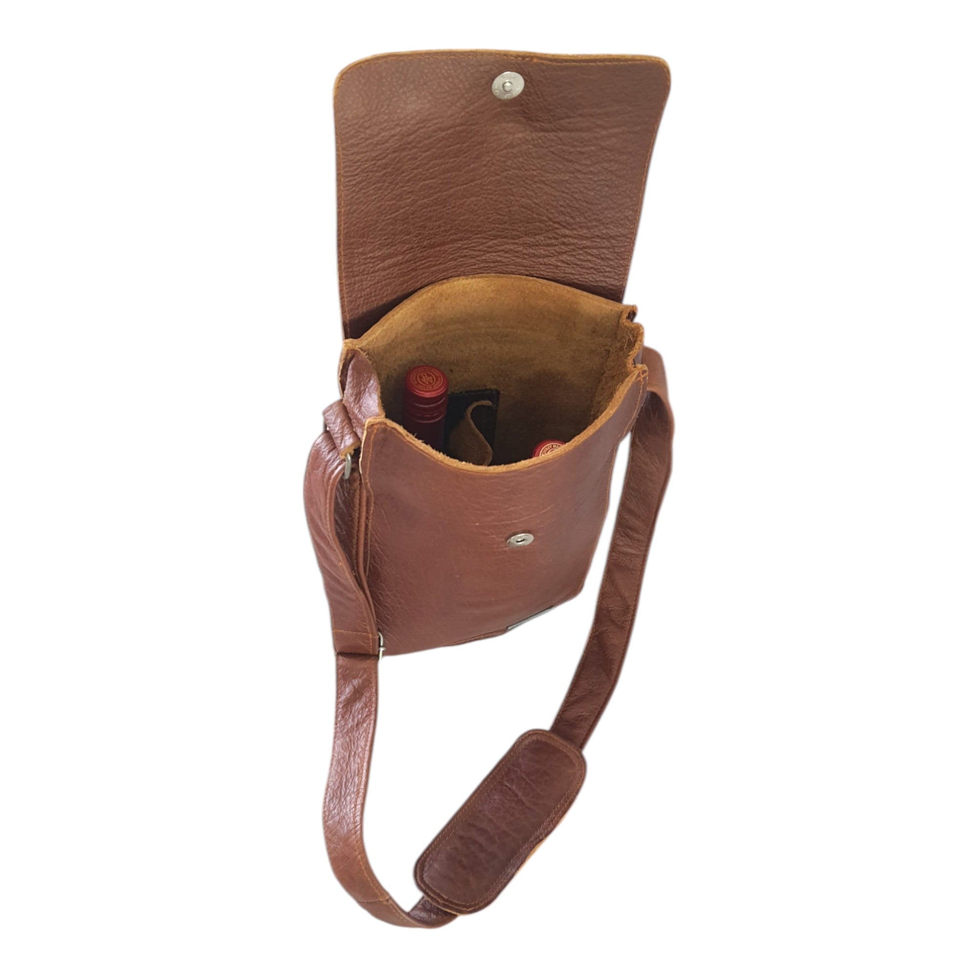 Genuine Leather 2 Bottle Sling Carrier Bag | MIRELLE - MIRELLE Leather and Lifestyle
