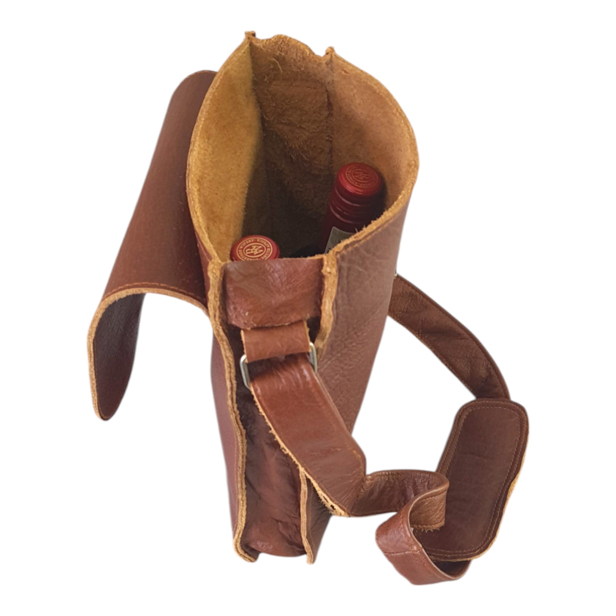 Genuine Leather 2 Bottle Sling Carrier Bag | MIRELLE - MIRELLE Leather and Lifestyle