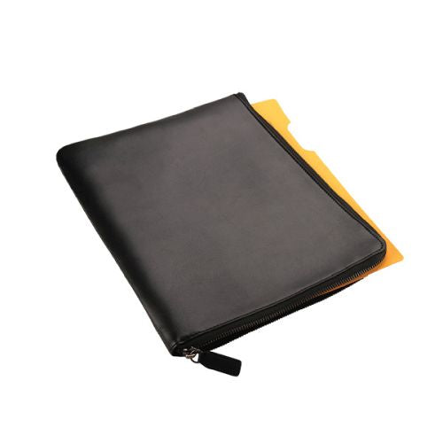 Genuine Leather A4 Document Holder with Zip Closure - Black | Mirelle ZA A4 Folder Mirelle Leather and Lifestyle