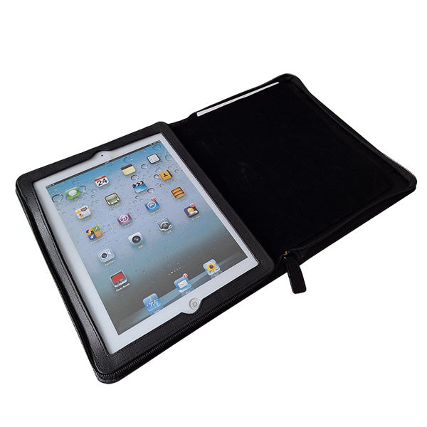 iPad Genuine Leather Zip Around Folder - Black ZA Folder Mirelle Leather and Lifestyle