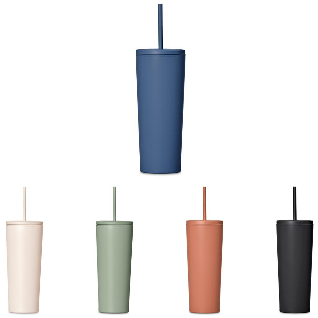 Kooshty Concorde Stainless Steel & Plastic Double-Wall Tumbler & Straw - 720ml Mirelle Leather and Lifestyle