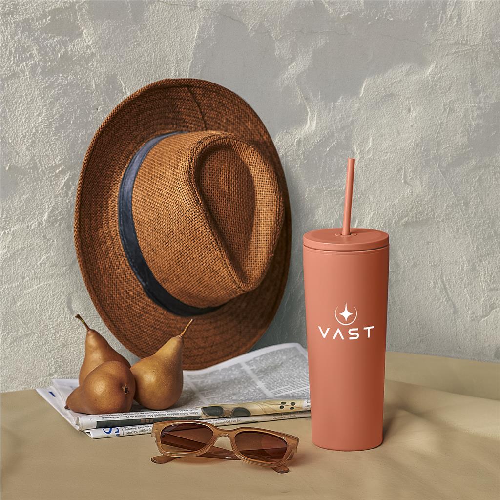 Kooshty Concorde Stainless Steel & Plastic Double-Wall Tumbler & Straw - 720ml Mirelle Leather and Lifestyle