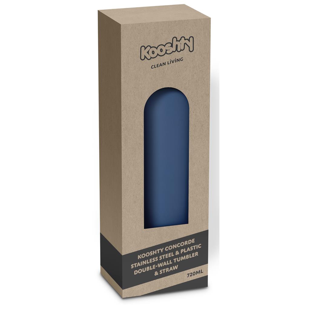 Kooshty Concorde Stainless Steel & Plastic Double-Wall Tumbler & Straw - 720ml Mirelle Leather and Lifestyle