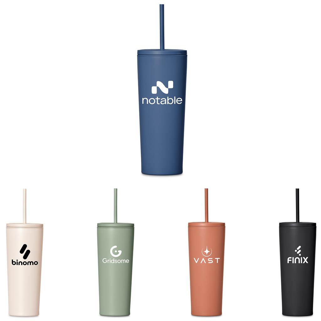 Kooshty Concorde Stainless Steel & Plastic Double-Wall Tumbler & Straw - 720ml Mirelle Leather and Lifestyle