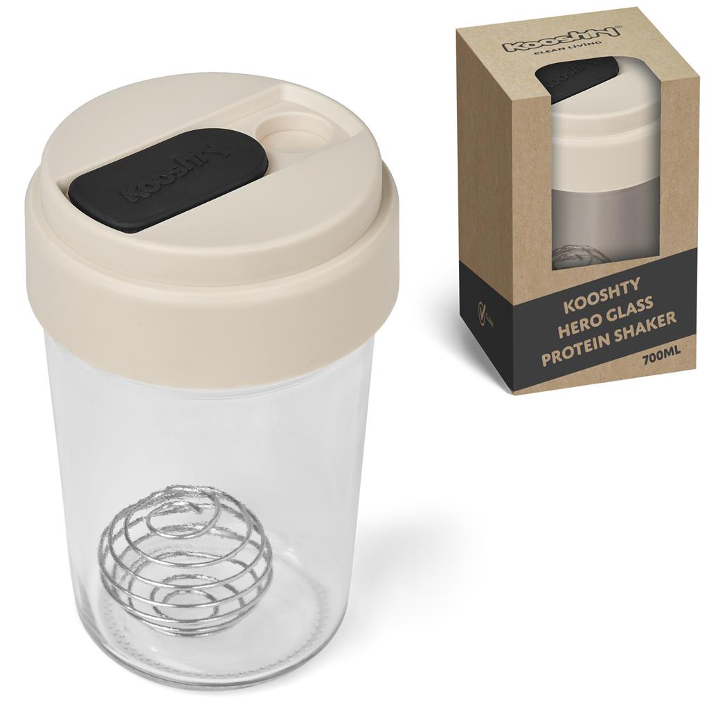 Kooshty Hero Glass Protein Shaker - 700ml - Cream - MIRELLE Leather and Lifestyle