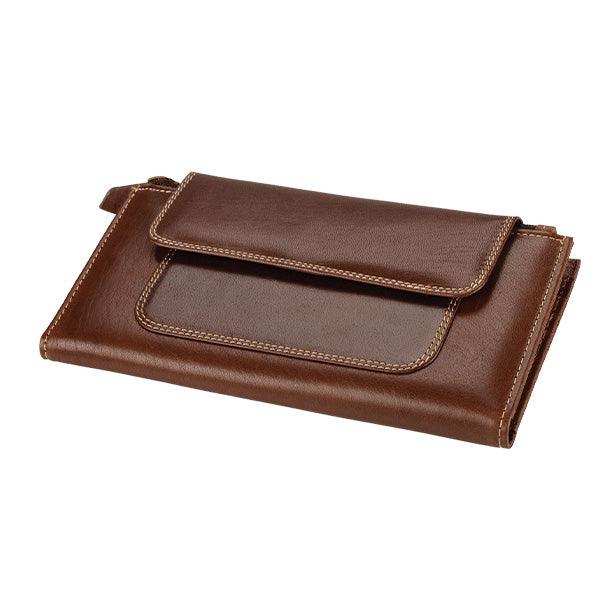 Ladies Genuine Leather Purse with Press Button Closure - Brown - MIRELLE Leather and Lifestyle