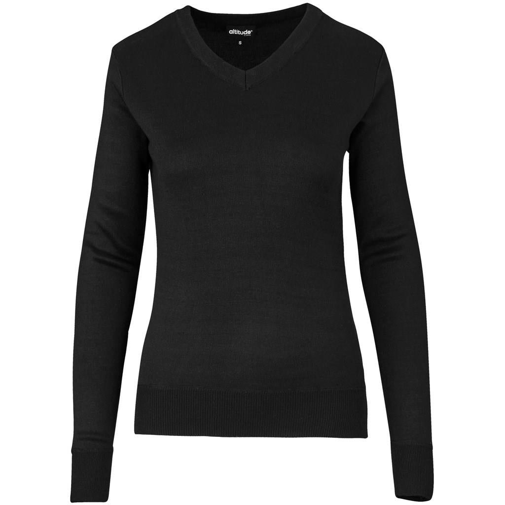 Ladies Long Sleeve Peru V-Neck Jersey - Black Mirelle Leather and Lifestyle