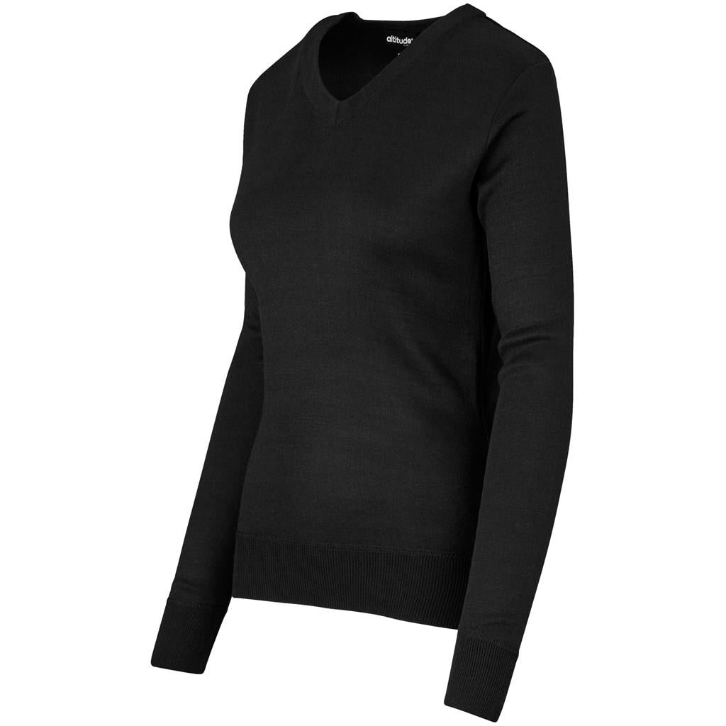 Ladies Long Sleeve Peru V-Neck Jersey - Black Mirelle Leather and Lifestyle