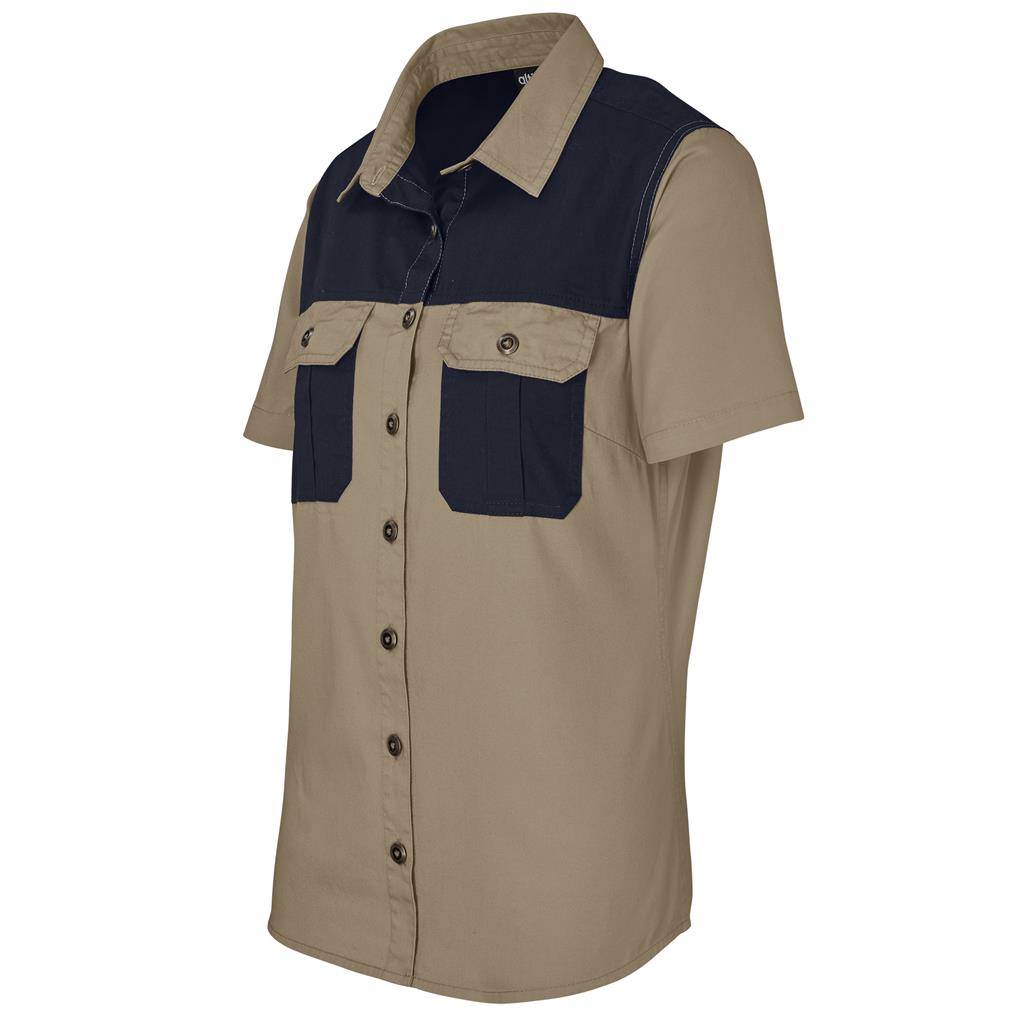 Ladies Short Sleeve Serengeti 2-Tone Bush Shirt Mirelle Leather and Lifestyle